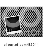 Royalty Free RF Clipart Illustration Of A Blank Instant Polaroid Photo Picture On A Metal Grill by michaeltravers