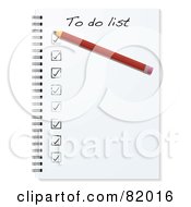 Royalty Free RF Clipart Illustration Of A Red Pencil Resting On A To Do List In A Notebook
