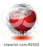 Royalty Free RF Clipart Illustration Of Grungy Black Scribbles Over A Red Shiny Heart by michaeltravers