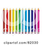 Royalty Free RF Clipart Illustration Of A Rainbow Pencil Row by michaeltravers