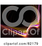 Royalty Free RF Clipart Illustration Of A Yellow Purple And Orange Fractal Wave On Black