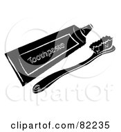 Royalty Free RF Clip Art Illustration Of A Black Toothbrush And Tube Of Toothpaste by Pams Clipart