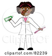 Royalty Free RF Clipart Illustration Of A Black Female Dentist Holding A Toothbrush And Toothpaste