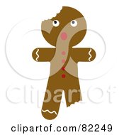 Poster, Art Print Of Scared Christmas Gingerbread Man Cookie With Bites