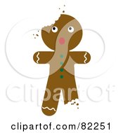 Royalty Free RF Clip Art Illustration Of A Scared Gingerbread Man Cookie With Bites by Pams Clipart