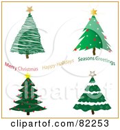 Royalty Free RF Clipart Illustration Of A Digital Collage Of Christmas Trees And Holiay Greetings