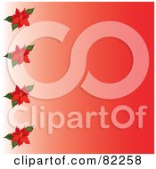 Poster, Art Print Of Gradient Red Background With A Border Of Poinsettias