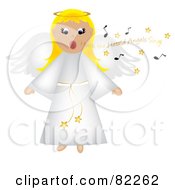 Poster, Art Print Of Blond Singing Angel In A White Robe