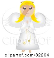 Blond Praying Angel In A White Robe