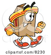 Clipart Picture Of A Cardboard Box Mascot Cartoon Character Speed Walking Or Jogging by Mascot Junction