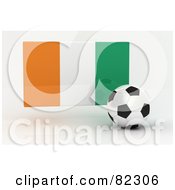 Poster, Art Print Of 3d Soccer Ball In Front Of A Reflective Ivory Coast Flag