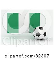 Royalty Free RF Clipart Illustration Of A 3d Soccer Ball In Front Of A Reflective Nigeria Flag
