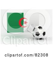 3d Soccer Ball In Front Of A Reflective Algeria Flag