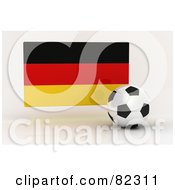 3d Soccer Ball In Front Of A Reflective Germany Flag