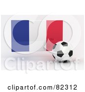 Royalty Free RF Clipart Illustration Of A 3d Soccer Ball In Front Of A Reflective France Flag by stockillustrations