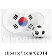 Poster, Art Print Of 3d Soccer Ball In Front Of A Reflective South Korea Flag