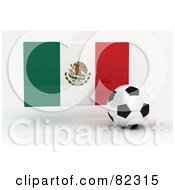 Poster, Art Print Of 3d Soccer Ball In Front Of A Reflective Mexico Flag