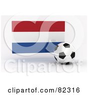 Poster, Art Print Of 3d Soccer Ball In Front Of A Reflective Netherlands Flag