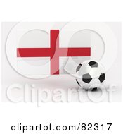 Poster, Art Print Of 3d Soccer Ball In Front Of A Reflective England Flag