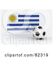 3d Soccer Ball In Front Of A Reflective Uruguay Flag