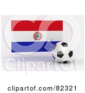 Poster, Art Print Of 3d Soccer Ball In Front Of A Reflective Paraguay Flag