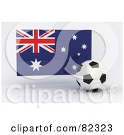 Poster, Art Print Of 3d Soccer Ball In Front Of A Reflective Australia Flag