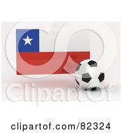 Poster, Art Print Of 3d Soccer Ball In Front Of A Reflective Chile Flag