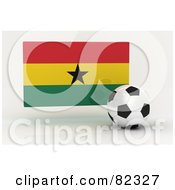 Poster, Art Print Of 3d Soccer Ball In Front Of A Reflective Ghana Flag