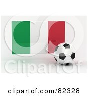 3d Soccer Ball In Front Of A Reflective Italy Flag