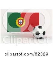 3d Soccer Ball In Front Of A Reflective Portugal Flag