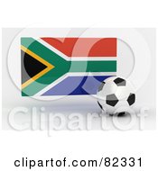 Poster, Art Print Of 3d Soccer Ball In Front Of A Reflective South Africa Flag