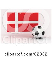 Royalty Free RF Clipart Illustration Of A 3d Soccer Ball In Front Of A Reflective Denmark Flag by stockillustrations