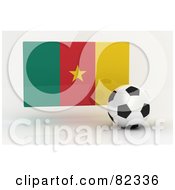 Poster, Art Print Of 3d Soccer Ball In Front Of A Reflective Cameroon Flag