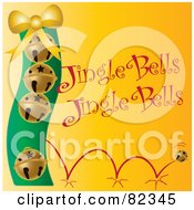 Poster, Art Print Of Golden Bouncing Christmas Bells With Jingle Bells Text On Yellow