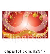 Royalty Free RF Clipart Illustration Of A Red Glowing Christmas Background With Confetti Stars Sparkles Waves And Ornaments by Pams Clipart