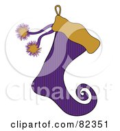 Royalty Free RF Clipart Illustration Of A Purple And Yellow Christmas Elf Stocking With Stripes