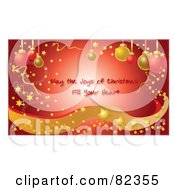Poster, Art Print Of Red Glowing Christmas Greeting With Confetti Stars Sparkles Waves And Ornaments Text Reading May The Joys Of Christmas Fill Your Hear