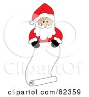 Royalty Free RF Clipart Illustration Of Santa Standing Behind A Long Scrolled List Naughty Or Nice