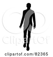 Royalty Free RF Clipart Illustration Of A Black Silhouette Of A Male Model Walking Forward by Pams Clipart