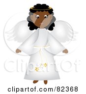 Poster, Art Print Of Cute Black Christmas Angel In A White Robe