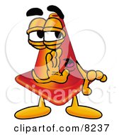 Clipart Picture Of A Traffic Cone Mascot Cartoon Character Whispering And Gossiping by Toons4Biz