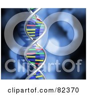 Blue Blur Background With A Dna Strand