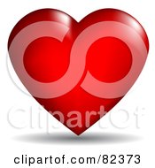 Poster, Art Print Of 3d Red Plump Heart With A Shadow