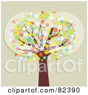 Poster, Art Print Of Mature Tree With Colorful Blossoming Flowers
