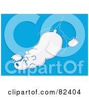 Poster, Art Print Of Sad Cartoon Polar Bear Crying And Floating In Blue Water In Search Of Ice