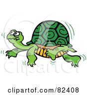 Cartoon Turtle Walking Slowly By