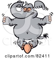 Cartoon Gray Elephant Balancing On A Chicken Egg
