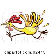 Cartoon Chicken Running And Losing Feathers