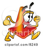 Clipart Picture Of A Traffic Cone Mascot Cartoon Character Running by Toons4Biz