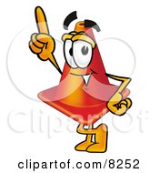 Traffic Cone Mascot Cartoon Character Pointing Upwards